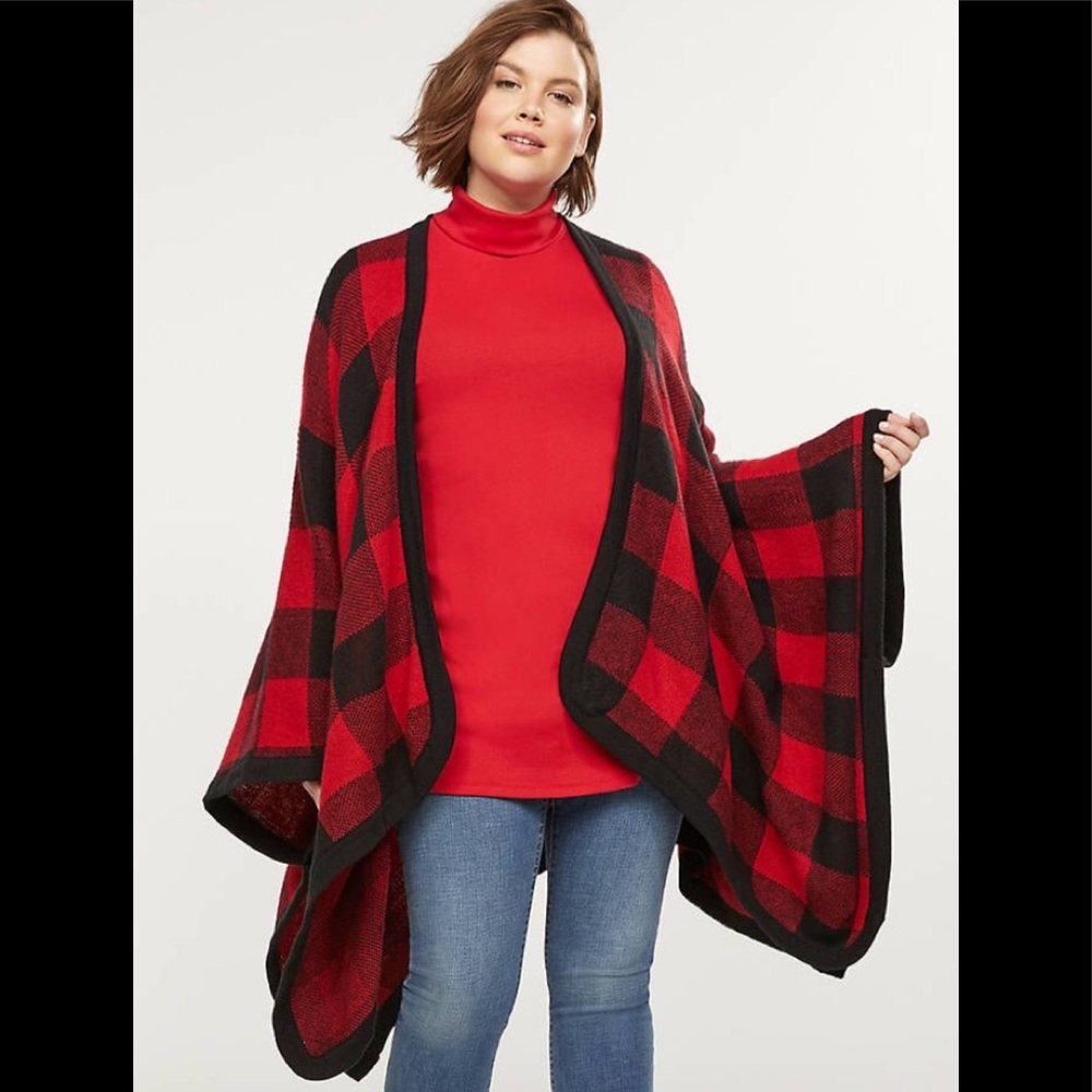 🆕NEW! Oversized Buffalo Plaid Poncho Overpiece